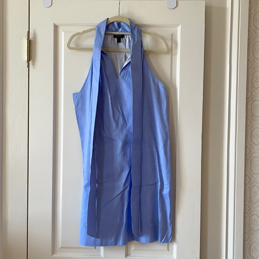 J CREW OXFORD TIE NECK DRESS- SIZE 12